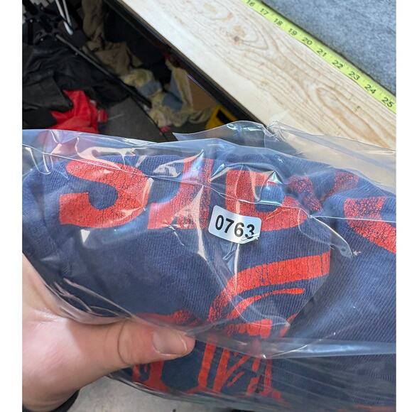 Vintage 90s The Chicago Beers Graphic Long Sleeve Shirt Mens 2XL Navy Cotton Tee - Picture 5 of 5